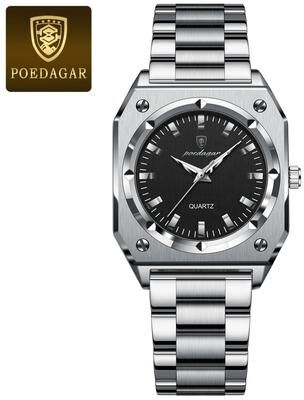 Uplift Essentials Elegant Square Luxury Quartz Watch Waterproof Luminous Stainless Steel Timepiece For Women With Gift Box silver Black
