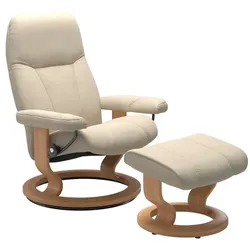 Stressless Sessel mit Hocker Consul Classic Leder Beige Batick Cream M (Medium)
