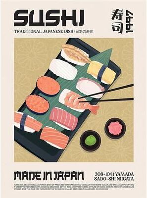 Inspire Essentials World Cuisine Food Wall Art Kitchen Canvas Poster Ramen Pizza Coffee Decor 2 40x60cm No Frame