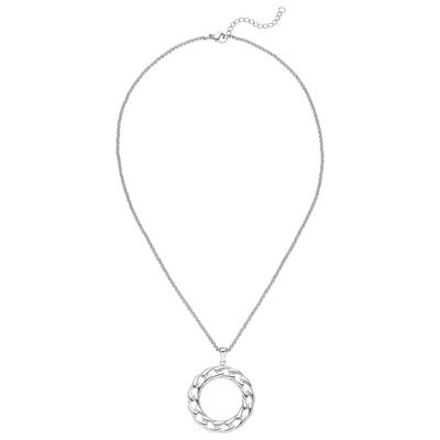 Kette mit Anhänger JOBO "Kreis Ring 32 mm", edelstahlfarben, Halsketten, Damen, Edelstahl, L: 46, Edelstahl 46 cm