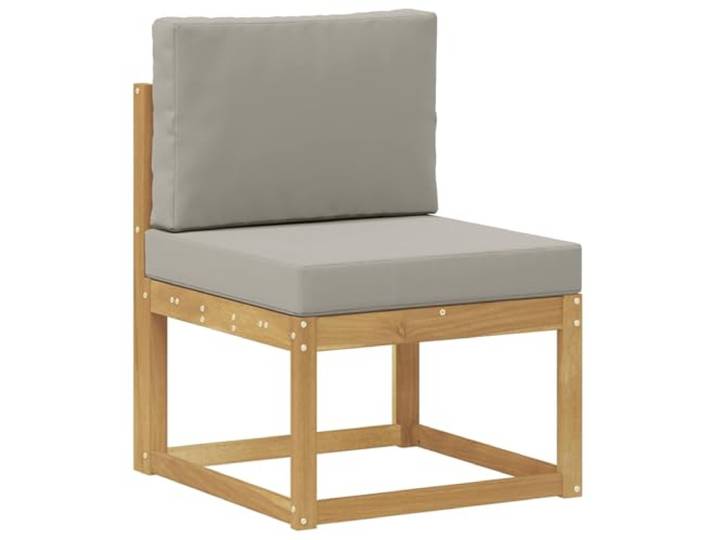 KTHLBRH Sofa-Set für den Außenbereich, 5-teilig, Weiß und Hellgrau Modular, Akazienholz, 4 Plätze, Lattenrost-Design, inklusive Tisch