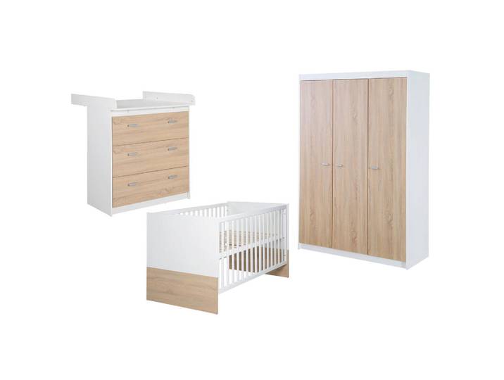 Roba Babyzimmer-Set Gabriella, mit schmaler Wickelkommode, 3-teilig, Mehrfarbig, 76x80x142 cm, Babymöbel & Kindermöbel, Babyzimmer