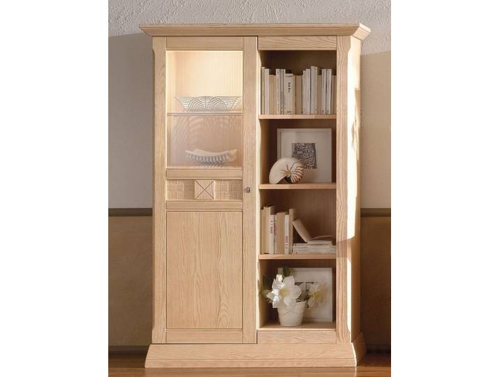 Casamia Vitrine Stand-Vitrine Glasvitrine mit Regal Vienna, Pinie massiv