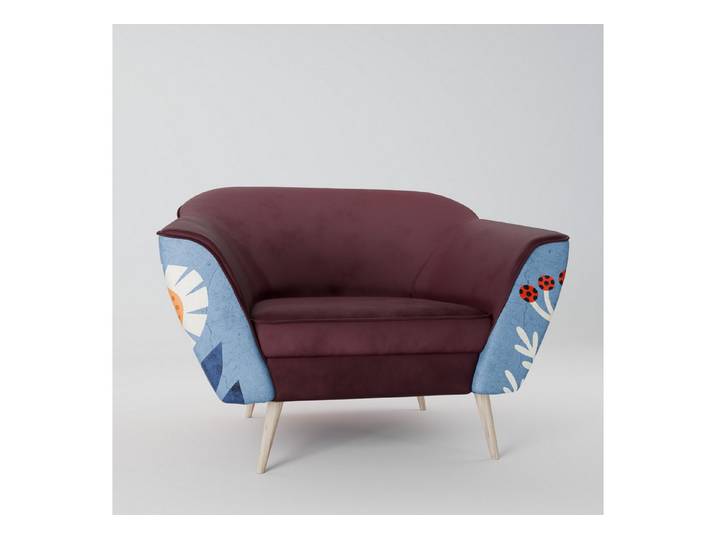 SPACEREBELS Sessel Gloria, Loungesessel mit Buchenholzbeinen, Samt Riviera, SpaceRebels-Muster