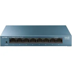 TP-Link 8-Port 10/100/1000Mbps Desktop Network Switch (8 Ports), Netzwerk Switch, Blau
