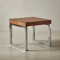 KADIMA DESIGN Quadratischer Couchtisch: Massivholz, Metallgestell, 60x40x60 cm, Sheesham-Massivholz, pflegeleicht.