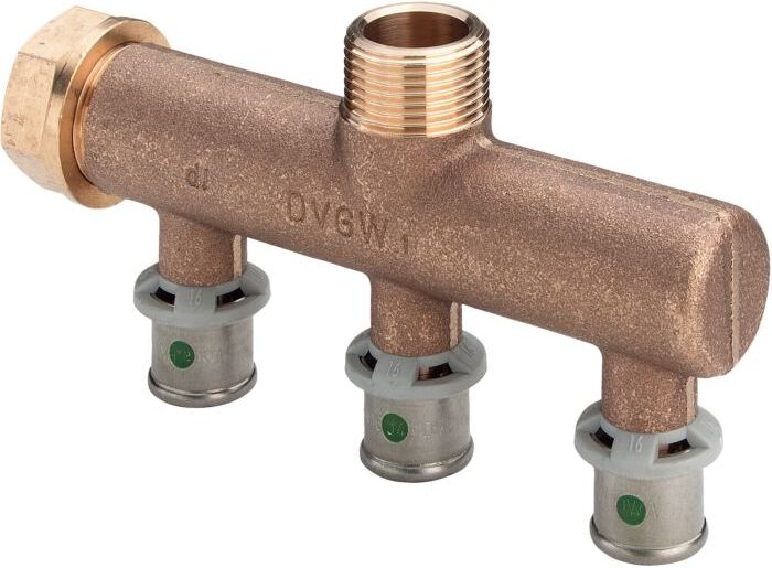 Viega Sanfix-P Verteiler 309206 Rotguss, 16mmxG 3/4 - 3-fach, SC-Contur