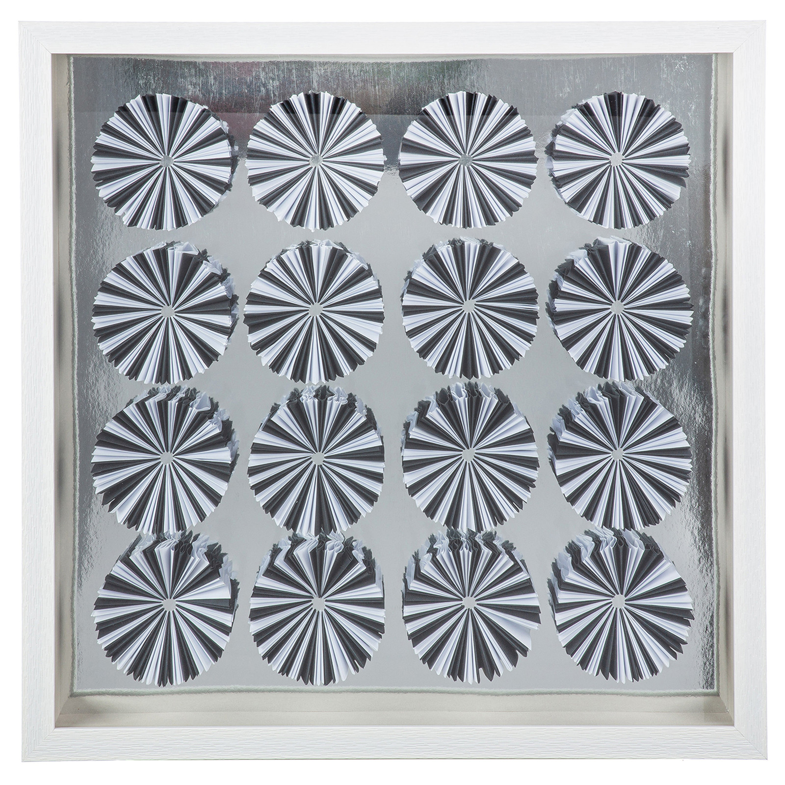 home24 Houten afbeelding Ciclo wit, kunsthars en transparant glas, H 60 x B 60 x D 7 cm