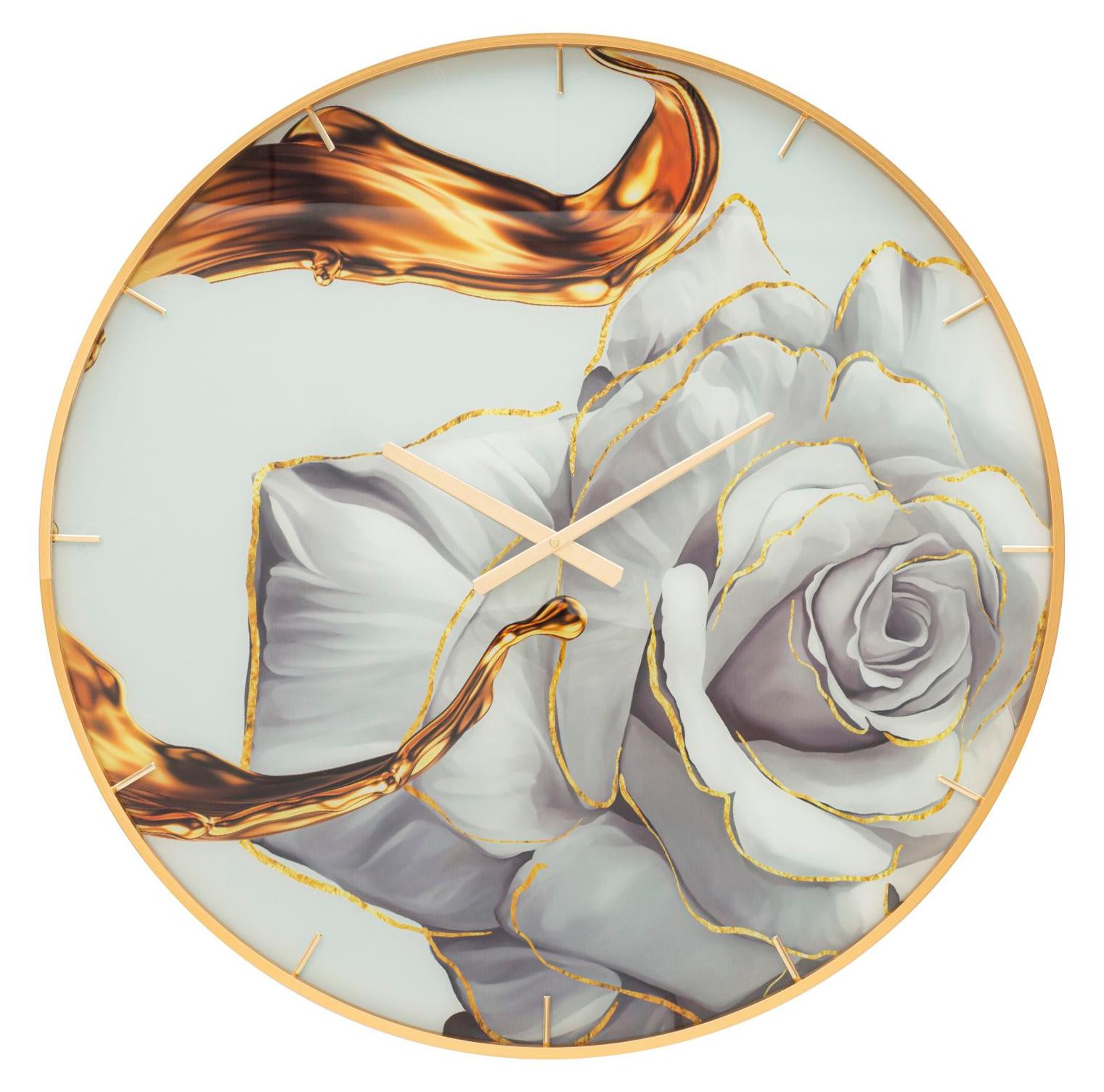 Mauro Ferretti Analoge Wandklok met Glazen Roos, Diameter: 80 cm