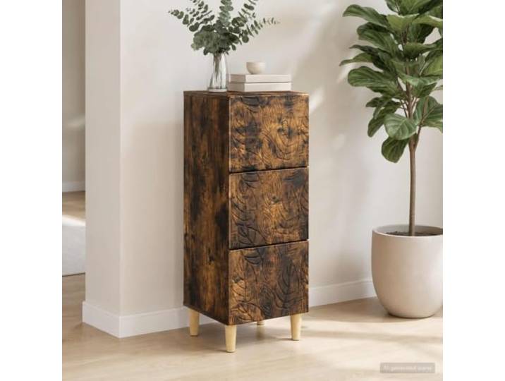 HPUYRFG Schubladenschrank Geräucherte Eiche 33 x 34,5 x 90 cm Holzwerkstoff Stabile Eukalyptusbeine, pflegeleichte Oberfläche, vielseitig einsetzbar, übersichtliche Aufbewahrung, modernes