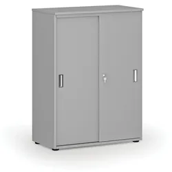Büroschrank mit Schiebetür PRIMO GRAY, 800 x 420 x 1087 mm, grau