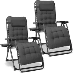 Garten-Relaxsessel Schwarz/Grau, 2er Set