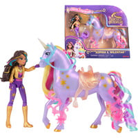 Unicorn Academy - Sophia und Einhorn Wildstar, Spielfigur mit echter Mähne und Schweif sowie Bürste