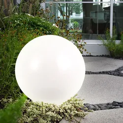LED Solar Garten Steck Lampe Terrassen Beleuchtung Außen Erdspieß Kugel Leuchte weiß silber