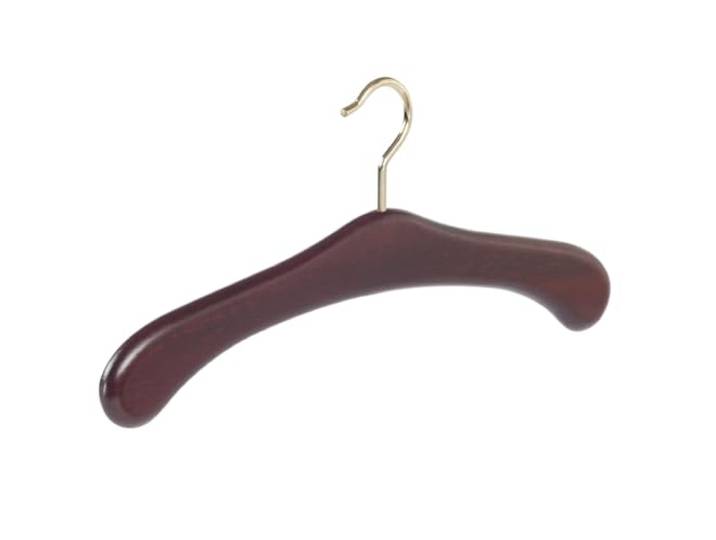 Kleiderbügel, Jackenbügel, Garderobenbügel, 12er Set, Buchenholz, Mahagoni, Gebeizt, Messinghaken, Jacke, 360° Drehbarer Haken, 45 cm (506_52_10M/12)