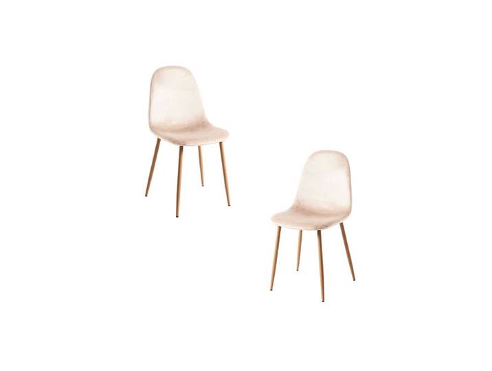 2er Set Teok Samt Stühle - Beige