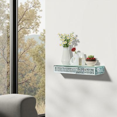 UNHO 1 Pcs Crushed Diamond Display Shelves for Wall Stylish Floating Mirrored