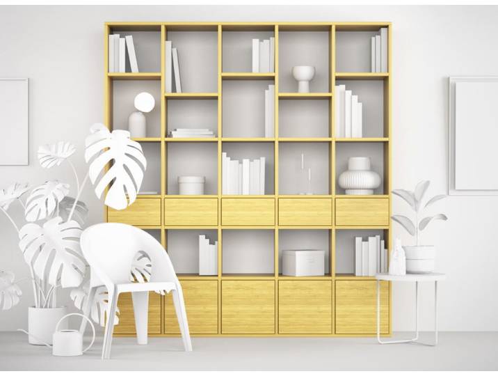 Bibliothèque en bois massif sur mesure Cerisier (européen) Vernis clair