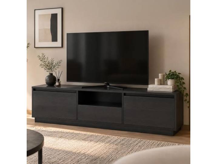 Dmora Liebes-Mobiler TV-Ständer 160x29,5x42 cm Schwarz, 3 Türen