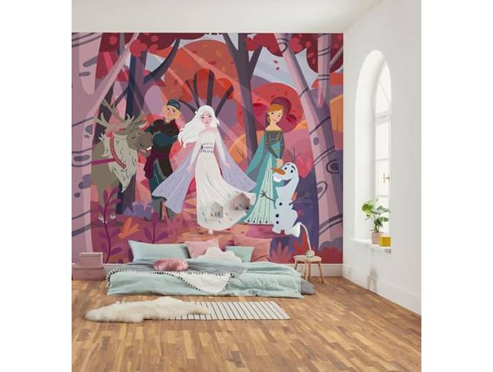 Komar Vlies Fototapete - Disney Frozen Forest Friendship - Größe 300 x 250 cm - Tapete, Kinderzimmer, Kindertapete