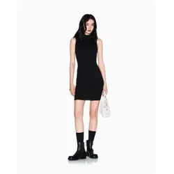 A|X Armani Exchange für Damen. XW001875AF11957MC005 Schwarzes Midikleid (XS), Lässig, Viskose, Ärmellos / Hosenträger