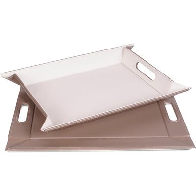 Tablett FREEFORM "DUO, 2-farbiges Wendetablett, Tablett und Tisch-Set in einem, wendbar", grau (weiß, taupe), B:35cm H:0,8cm L:45cm, Kunstleder, Tabletts, mit Doppelfunktion, pflegeleicht und kann platzsparend verstaut werden