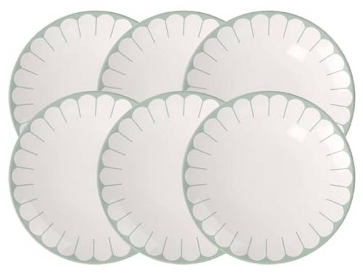 Villeroy & Boch - Fleur vert Frühstücksteller 6er Set, Dessertteller, Kleiner Teller für Frühstück, Desserts & Snacks, Kuchenteller, Spülmaschinenfest & Mikrowellensicher, Premium Porzellan, Grün