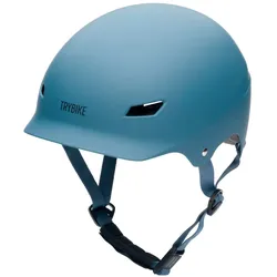 Trybike CoConuts Kinder Fahrradhelm Small/Medium 51-56 cm Retro Blau - verstellbare Riemen, Polycarbonat, EPS-Innenschaum