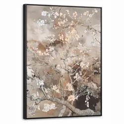 LEINWAND Bilder mit Rahmen - Mandelblüte - Kunst - Van Gogh - Beige - Abstrakt - 60x80