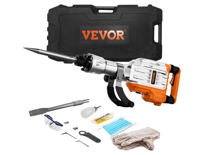 VEVOR Marteau piqueur 3500 W 60 J Marteau à béton b1900BPM Kit de burins