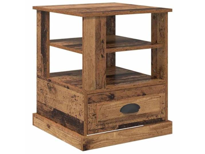 Favemtsl Nachttisch Holzwerkstoff Altholz 50x50x60 cm Beistelltisch Kompakter Nachtschrank im rustikalen Vintage Design mit Schublade und Regalfach für ein aufgeräumtes Schlafzimmer.