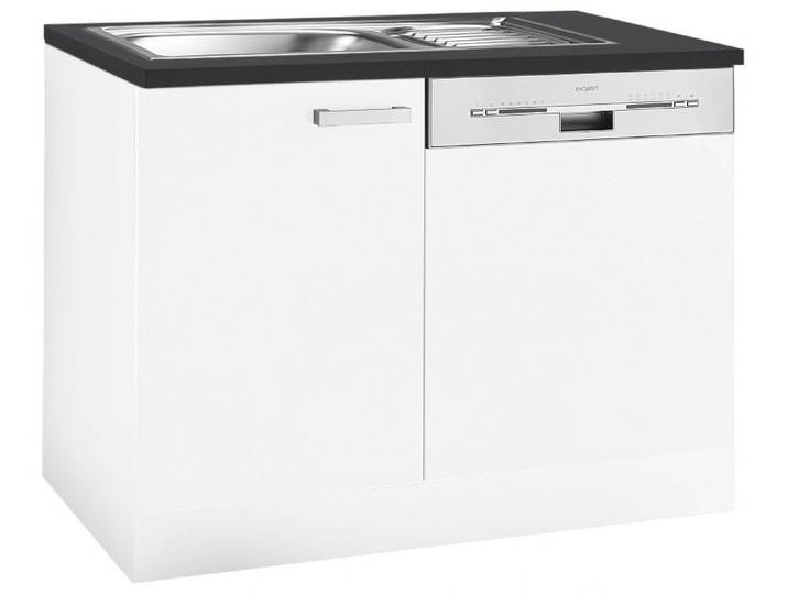 Spülenschrank OPTIFIT Odense , weiss (weiß, weiß), B:110cm H:85cm T:60cm, Schränke, Spülenschrank, Gesamtbreite 110 cm, mit Tür/Sockel für integrierbaren Geschirrspüler