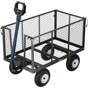 Sekey Gartenwagen GW3, 200 Liter, bis 500 kg, aus Metall, grau, mit Luftreifen und klappbaren Seitenwänden
