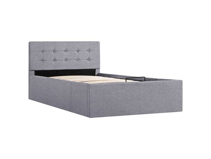 vidaXL Stauraumbett, Bett Hydraulisch Hellgrau Stoff 90×200 cm