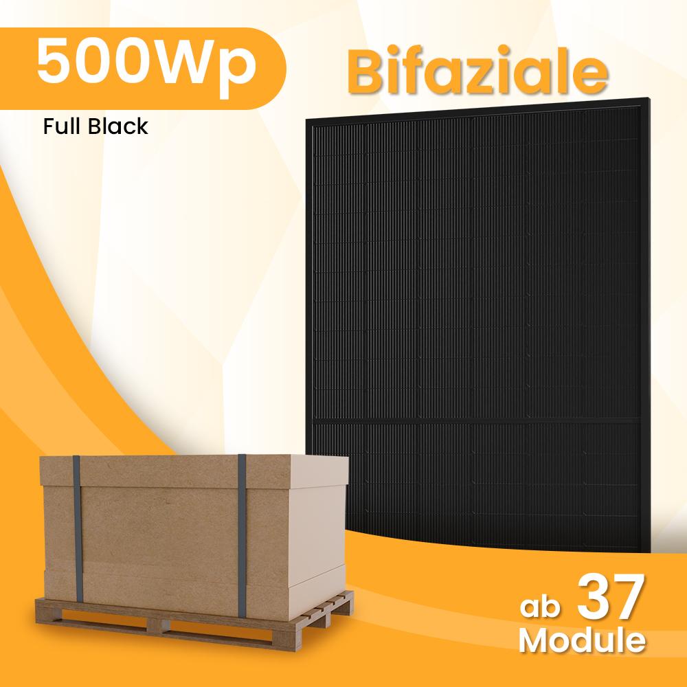 Powerness Sunpro Full Black Bifaziale 500Wp Solarmodule Glas-Glas PV Panel für Balkonkraftwerk 37 Stück (0% MwSt)