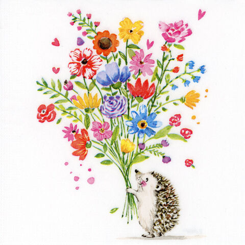 Papierservietten "Igel mit Blume", 33 x 33 cm, 20 Stück