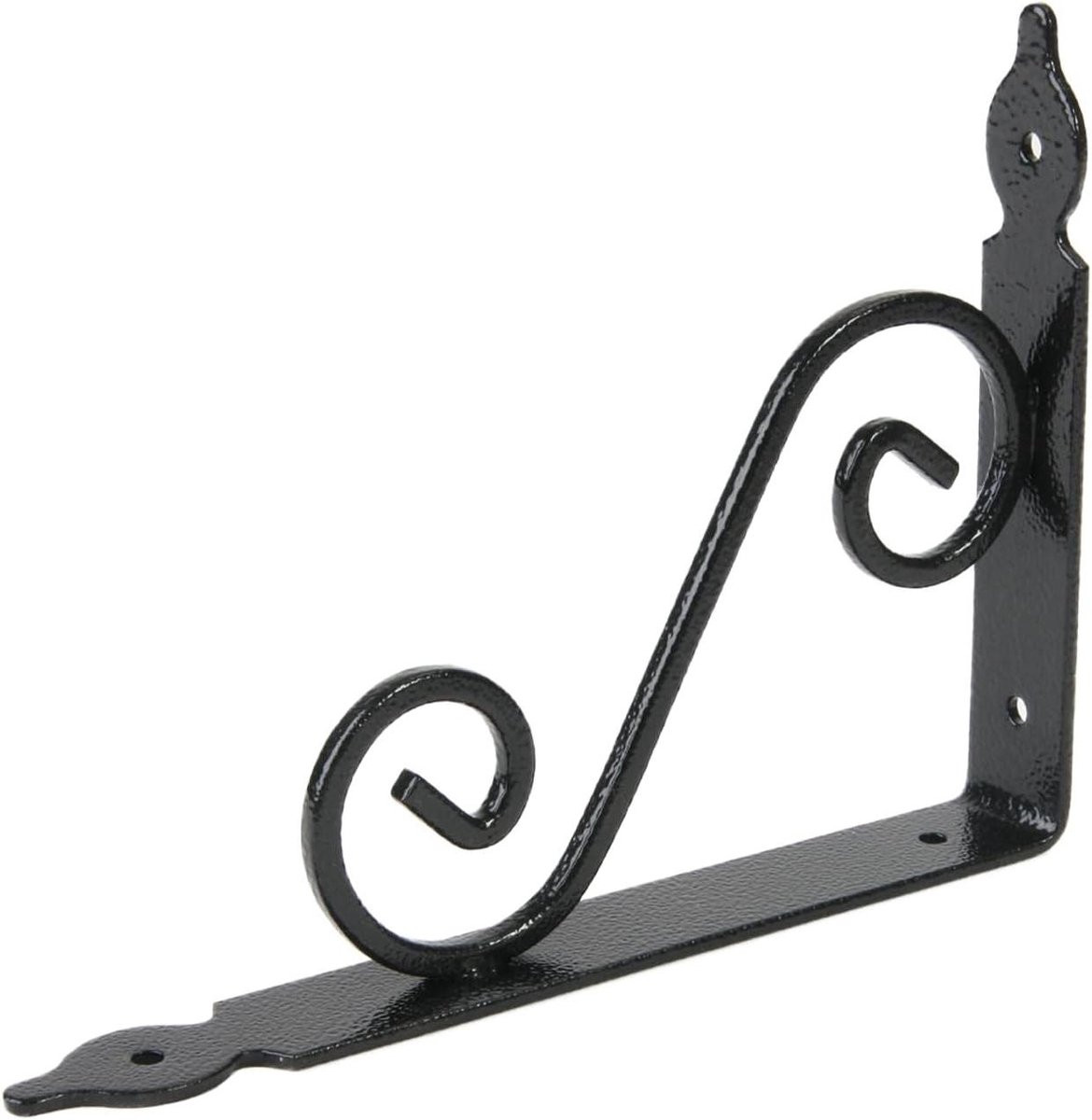 Decoratieve plankdrager rekhouder muursteun in zwart staal - 14 cm
