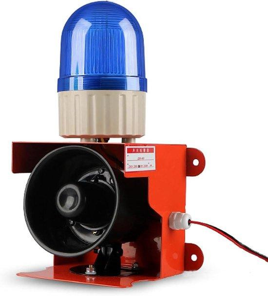 Industriële Alarm Sirene met Stroboscoop - 120dB Luide Hoorn - Blauw - IP55 Waterdicht