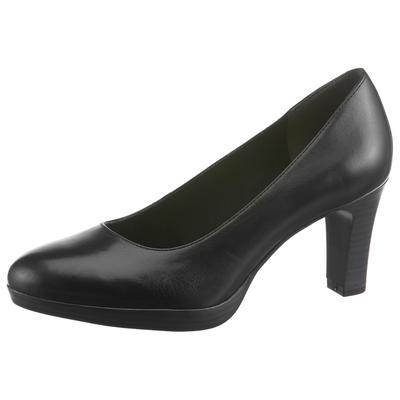 Pumps TAMARIS "Zealot", Damen, Gr. 43, schwarz, Leder, clean, gepflegt, festlich, Schuhe Pumps, eleganter Pumps mit Trichterabsatz, Festtagsschuh in klassischer Linie