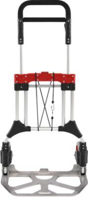 Schäfer Shop Select Sackkarre, Tragkraft 200 kg, klappbar, schwenkbare Handgriffe, Spannband, 2 Bockrollen, Aluminium/Kunststoff, rot-schwarz-silber