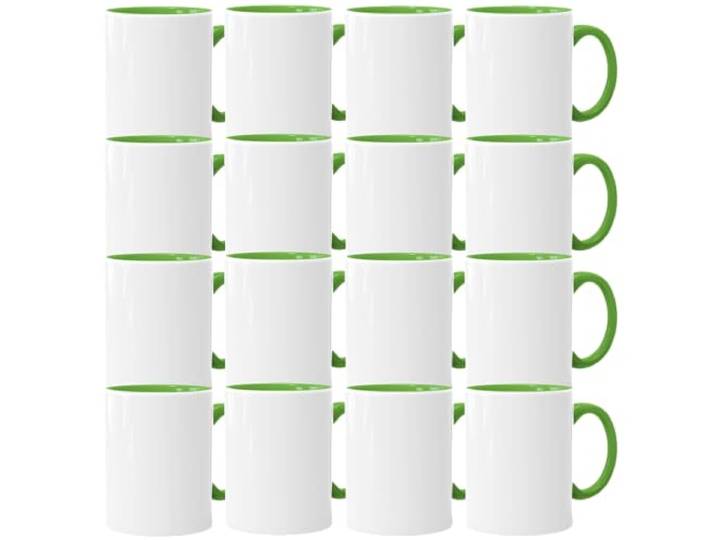 Sublimationstassen ohne Druck AAA Grade Einzeln oder im Set Fototasse für Sublimationsdruck Leere Tassen für Hitzepressen-Thermo-Sublimation (144 Stück, Hellgrün)