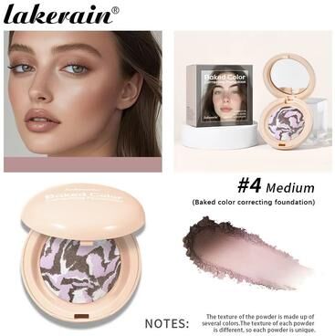 Inspired Finds BrightFilter Baked Powder Foundation Demi Matte Color Correcting Powder Foundation With Oil Control light Medium