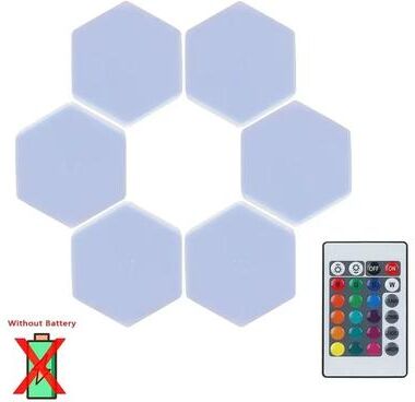 Inspired Finds Modular Touch Control Honeycomb LED Wall Lights 6 Piece Set 6 Led no Battery