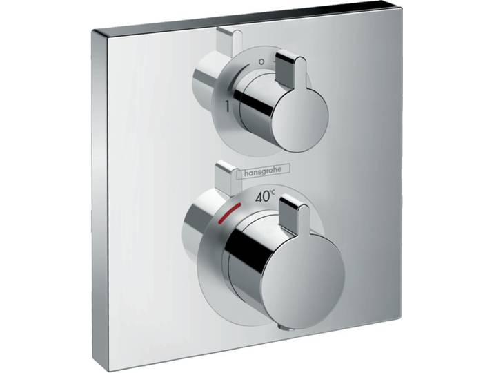 Ecostat Square Set de finition pour mitigeur thermostatique Square encastré avec robinet d'arrêt et inverseur, chromé (15714000)