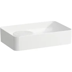 Waschtisch-Schale VAL 360x550x145 ohne Hahnloch mit Überlauf mit semi-trockenem Bereich innerhalb der Schale weiß
