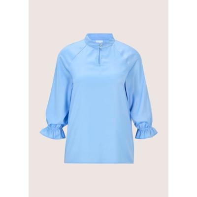 Langarmbluse MADELEINE "Bluse Elegante Damenbluse mit Stehkragen", Damen, Gr. 42, blau (rauchblau), Obermaterial: 100% Polyester PES., Modern, Blusen