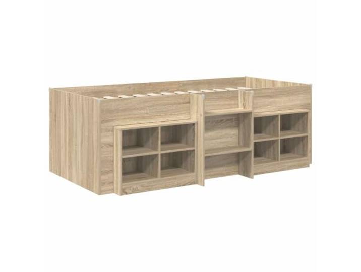 KTHLBRH Bettgestell Loft, 3-teilig, Eiche Sonoma Holztechnik, integrierte Leiter, platzsparendes Design, 193 x 96 x 68,5 cm