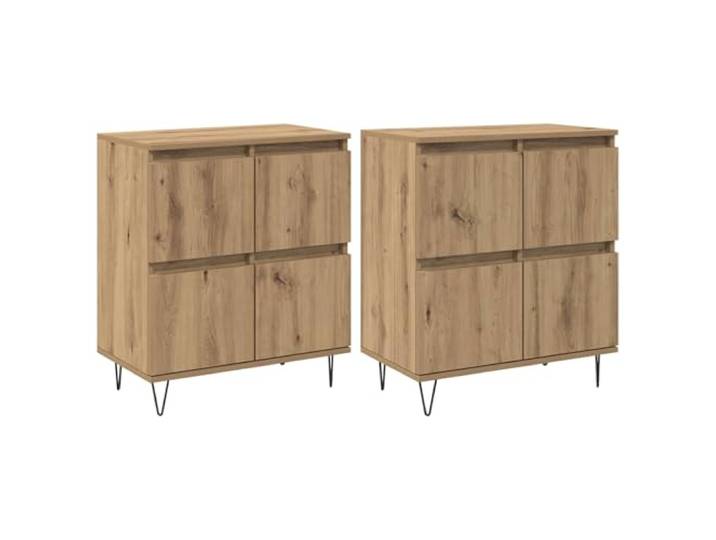 Fisinber Sideboard 2er Set Artisan Eiche Kommode mit Türen 60x35x70 cm Vielseitiger Schrank für Wohnzimmer und Essen: Mit stabilen Haarnadelbeinen aus Eisen und Scharniertüren für Ordnung.