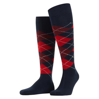 Kniestrümpfe BURLINGTON "Preston", Herren, Gr. 40-46, blau (steel blau), Materialmix, Argyle-Muster, Socken Kniestrümpfe, Einheitsgröße 40-46, Argyle-Muster, besonders weich