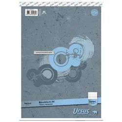 Ursus Style Notizblock DIN A4 Kariert Geheftet Papier Grau Perforiert 100 Seiten